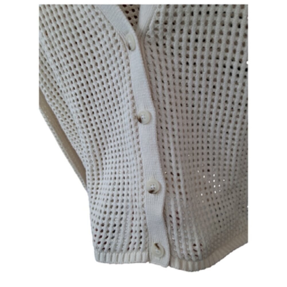 Boho Ivory Open Knit Long Sleeve Cardigan Sz M - Picture 3 of 5